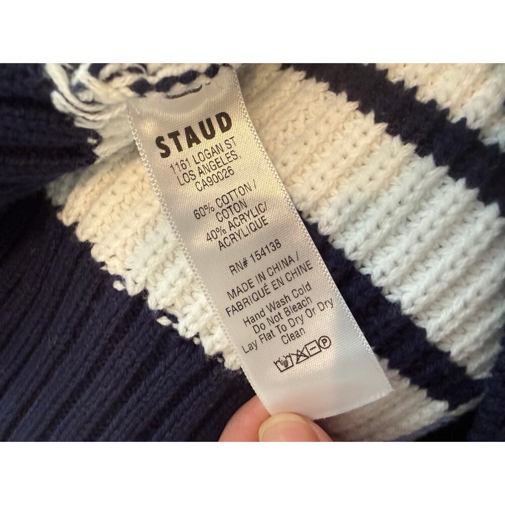 Staud Mini Hampton Striped Sweater Dress Blue M - Picture 10 of 11